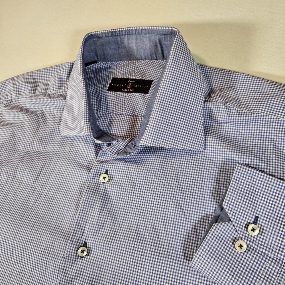 Robert Talbot Estate Tailored Shirt Long Sleeve Mens‎ XL Checker Plaid